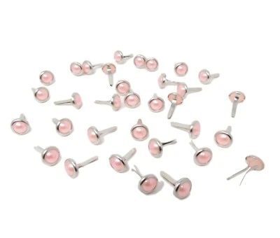 SYNTEGO BRADS FOR CRAFTS & SCRAPBOOKING ROUND PALE PINK PEARL BRADS 8MM x 12MM APROX 50