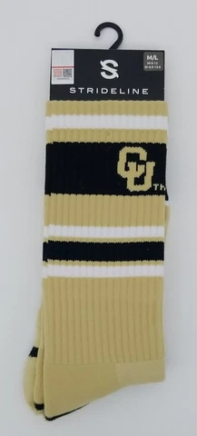University Of Colorado Buffaloes Strideline Premium Knit Crew Socks Gold UNISEX Cover