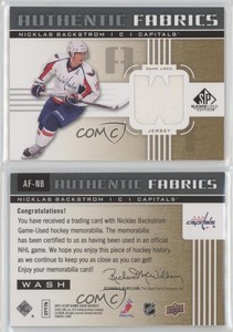 2011 SP Game Used Edition Authentic Fabrics Gold Nicklas Backstrom (W) #AF-NB.W