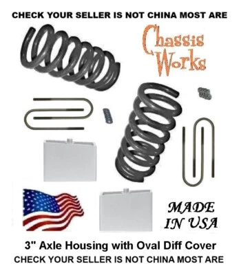 1997-2004 Dodge Dakota Durango 3"W Axle, 3" Drop Lowering Springs 4" Blocks Kit - Image 1 of 3