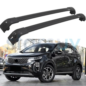 Black Luggage Cross Bar for KIA Sportage 2017-2022 Top Roof Rail Rack Aluminium - Picture 1 of 7