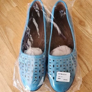 Zapatos sin cordones para mujer Dr. Leonard's 10WW Casey planos azules zapatos cómodos recortes - Imagen 1 de 6