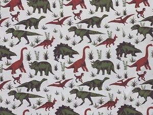 Adventure Dinosaur Grey Stretch Corduroy Fabric - Picture 1 of 3