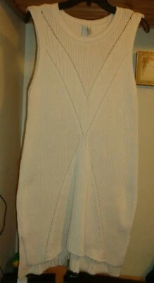 SAHALIE BEIGE IVORY COTTON 针织长 PULLOVER 超快针织衫 全新 XL — 第 1/4 张图片