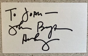 John Benjamin Hickey Signed Inscribed Index Card 3X5! Love! Valour! Compassion! - Picture 1 of 1
