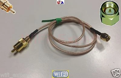 RG316 LOW LOSS COAX RF CABLE RCA MALE TO SMA or RP-SMA M/F STRAIGHT ANGLE 4-36" - Image 1 of 3