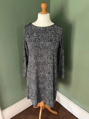 M&S Collection Black & White Swing Tunic Dress - UK 14 Regular - Image 1 of 4