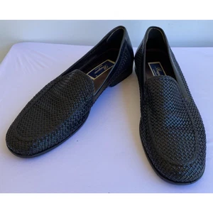 Bragano Cole Haan Zapatos Para Hombres 10M Negro Cuero Mocasines Tejido Clásico - Imagen 1 de 10