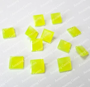 Piedra preciosa suelta cuadrada de jade amarillo natural corte facetado de 6 mm a 25 mm - Imagen 1 de 3