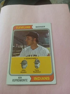 1974 Topps manager Ken Aspromonte Cleveland Indians #521 EXMT See Scan!!!!!! - Picture 1 of 2