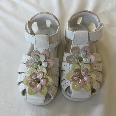 Christie & Jill Toddler Size 7 M Multicolor Floral Shoes Sandals White And Pink - Image 1 of 4