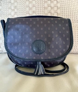 VTG Fendi Handbag Zucchino Saddle Bag Coated Canvas Leather FF Crossbody Purse - Picture 1 of 19
