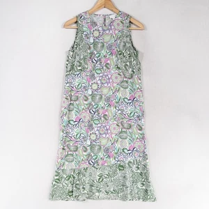 Vestido J. Jill XS Verde Floral Tropical Bloomcore Rayón Sin Mangas Jardín Fiesta - Imagen 1 de 8