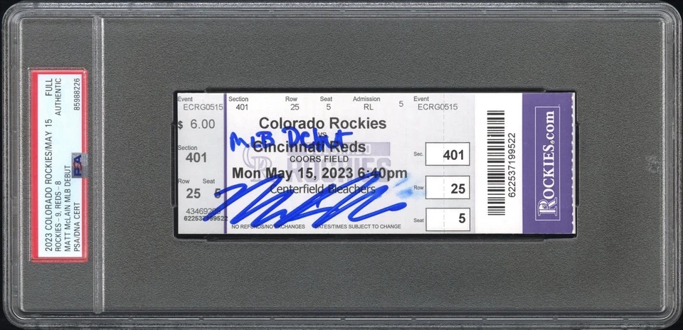 Matt McLain RARE SIGNED MLB Debut Ticket Stub Reds PSA COA Auto - Image 1 of 1