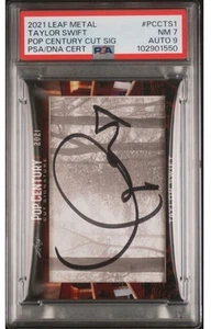 Taylor Swift AUTO 2021 Leaf Metal Pop Century Cut Signature PSA 7 NR-MINT CHIEFS - Picture 1 of 2