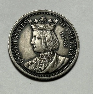 1893 ISABELLA COMMEMORATIVE QUARTER XF-AU - Picture 1 of 2