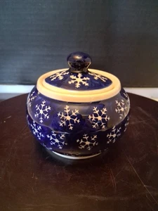 Vintage Boleslawiec polnische Keramik Schneeflocke Zuckerdose, 2 1/2", mit Deckel. Schön - Bild 1 von 12