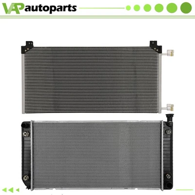 For 1996-2000 Chevrolet C2500 Aluminium Radiator & AC Condenser Cooling Assembly - Image 1 of 4