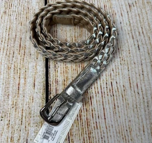 GAP Kids Girls Silver Metallic Braided Belt w/ Silver Buckle  - Size Large - New - Picture 1 of 9