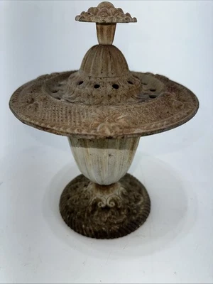 Cast Iron Urn, Flower 'Arranger', or Incense Burner, Jardiniere, Hen Feathers,  - Image 1 of 4