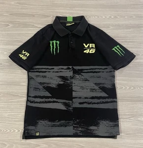 Vintage Y2K Monster Energy Valentino Rossi 46 Polo T-Shirt Schwarz Herren Größe Small - Bild 1 von 9