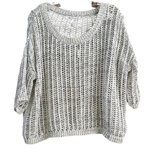 BCBG Maglione Bianco Con Nero Maglia Aperta Stile XS Morbido Classico - Foto 1 di 5