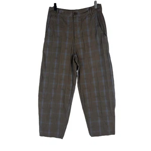 The Tiny Big Sister Cotton Barrel Leg Trouser Pants Brown Plaid Size FR 36 US 4 - Picture 1 of 9