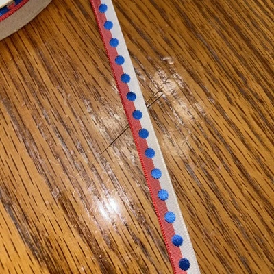 Offray Designer Ribbons Dot 2 Dot Red 1 H 100 Yards, 3/8” 9mm-Made In USA - Image 1 of 4