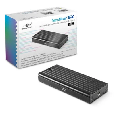 VANTEC M.2 NVMe M Key SSD To USB3.2 Gen2x2 USB C Enclosure, NST-230C3-BK - Image 1 of 4