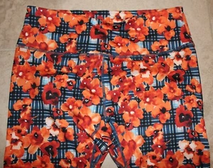 Soybu Womens Medium Leggings Full Length Orange/Navy Athletic Workout Yoga NEW - Picture 1 of 5