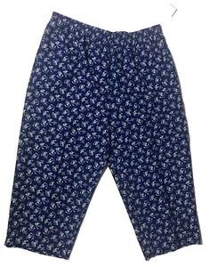 NWT Hilliard & Hanson Ship Anchor Nautical Blue Elastic Waist Capris Size 14 - Picture 1 of 4