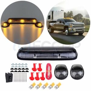 3PCS Clear roof Top Lights lens + w/194 Amber LED for Chevy Silverado/GMC Sierra
