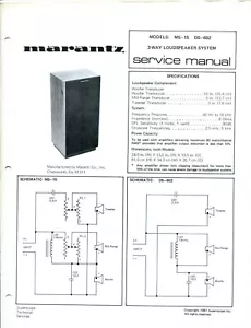 Vintage Marantz Modell MS-15/DS-602 3-Wege Lautsprechersystem Serviceanleitung - Bild 1 von 2