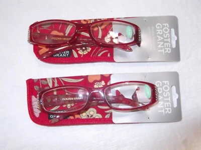 Nuevo 2 pares de gafas de lectura Foster Grant Ashley rojas para mujer +1,50 con estuche Foto 1 de 2