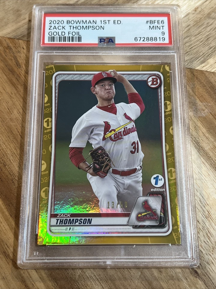 2020 Bowman 1st Edition Gold Foil /50 Zack Thompson #BFE-6 PSA 9 Cardinals - Image 1 of 2