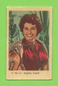 1958 Dutch Gum Card X Nr #22 Sophia Loren