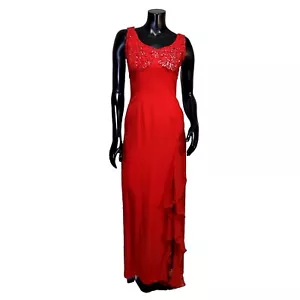 Vintage 80er Loralie Damen 4 rot Polyester bestickt ärmellos Mieder Kleid - Bild 1 von 9