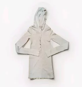 American Eagle Fitted Henley Waffle Knit donna piccolo bianco Y2K cappuccio Bella Swan - Foto 1 di 7