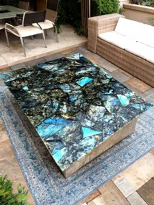 36x24 Labradorite Dining Table Top | Stone Coffee Table | Hallway Interior Decor - Picture 1 of 10