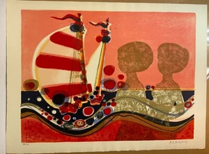 Veleros Frederic Menguy Edición Limitada 56/100 Arte Francés Firmado - Imagen 1 de 5