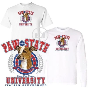 Camiseta Blanca Manga Corta/Larga Universidad Estatal Pata de Galgo Italiana M-3X - Imagen 1 de 3