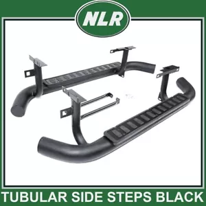 Land Rover Defender 2003-2019 Side Steps Tubular All Black for 90 - Picture 1 of 9