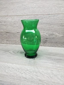 Vtg Anchor Hocking Forest Green Glass Vase 6" Tall - Picture 1 of 4