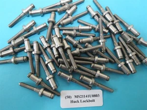 NEW Huck MS21141U0803 Stainless Steel Lockbolt 1/4 Blind Bolt Pin Rivet (50) - Picture 1 of 3