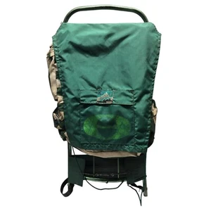 Vtg Ecology 1 Kmart Hiking Backpack Aluminum External Frame Green White Striped - Picture 1 of 14