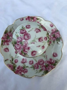 VINTAGE LEFTON ROSE CHINTZ TRINKET RING BOX #0729 & TRAY #0926 - Picture 1 of 9