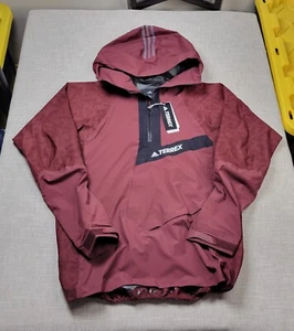 Adidas Terrex Techrock Jacket Large Mens Red Black Anorak Primeknit Rain Hiking - Picture 1 of 12
