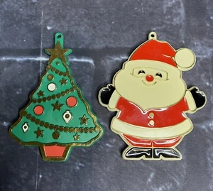 Vintage Lot Of 2 Hallmark Christmas Cookie Cutters Santa & Christmas Tree 1982 - Picture 1 of 2