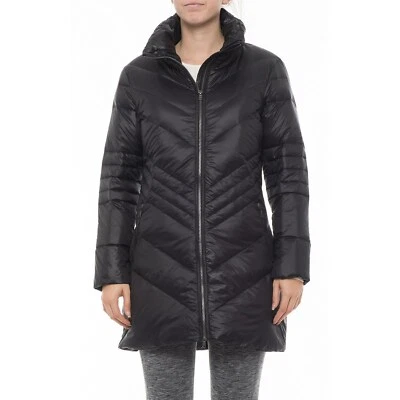 Skea Black Chevy Duck Down Puffer Parka-Length Jacket Coat Women's Small NEW - Image 1 of 4