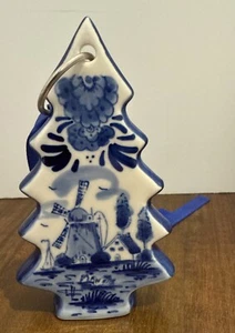 Delfter blau und weiß Holland Keramik Christbaumschmuck 4" Windmühle Dekor - Bild 1 von 5